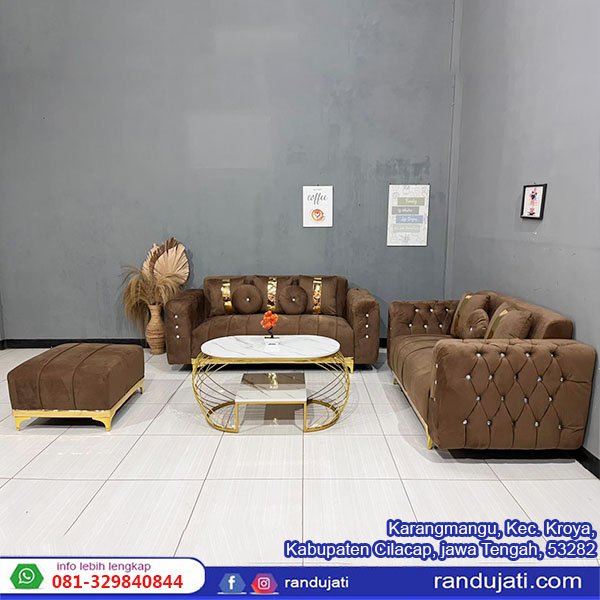 SOFA FANCY 32 PUK COKLAT MEJA HPL